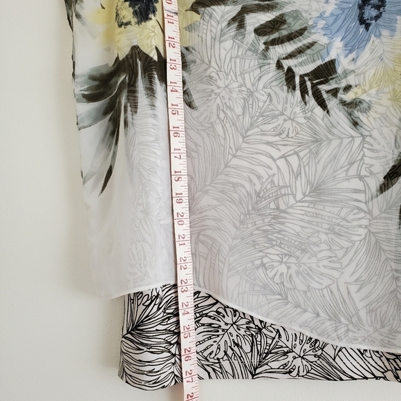 2/$35 Cleo Sheer Layered Tropical Print Summer Top Size M EUC - Picture 13 of 15